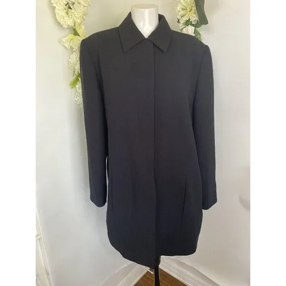 Worthington Womens Black Mid Length Blazer Jacket Plus 16W Office Work Career - Picture 1 of 16